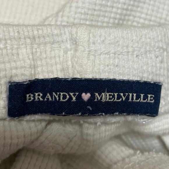 Brandy Melville Women's White Mid Rise Waffle Knit Drawstring Lounge Shorts S - Picture 4 of 4